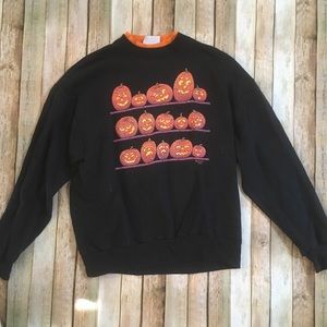 Morning Sun Halloween Pumpkin Crew Neck Sweater L
